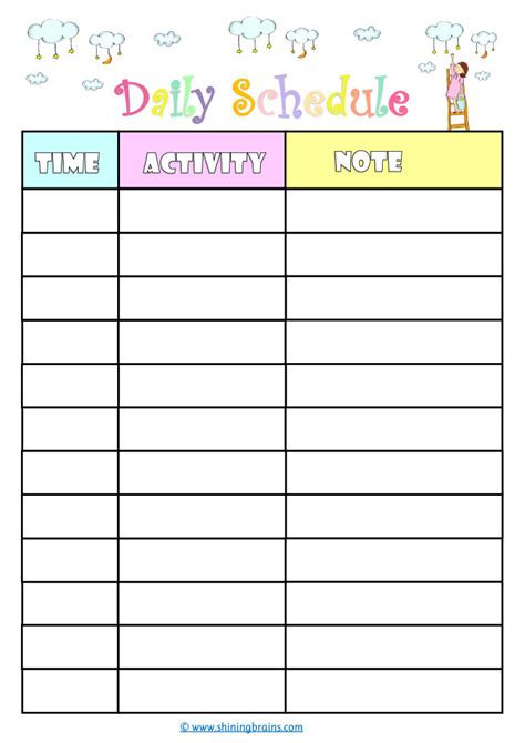 Daily Schedule For Kids Cute Editable Timetable Template Free Printable