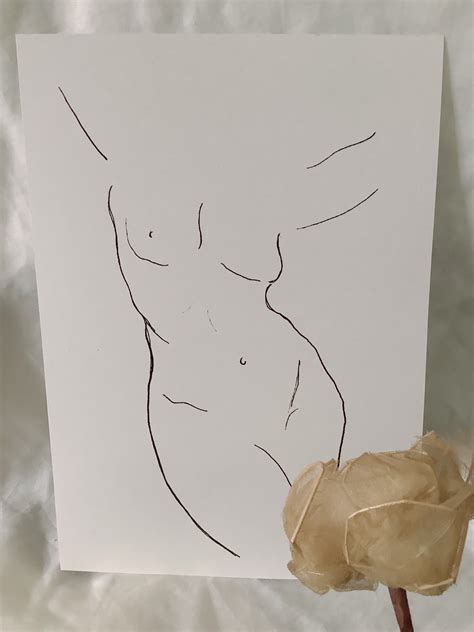 A Nude Body Line Drawing Female Form Nude Life Drawing Etsy Uk