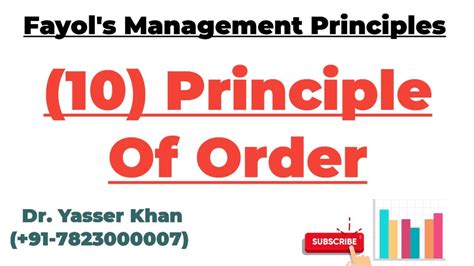 Fayols Management Principles 10 Principle Of Order Youtube