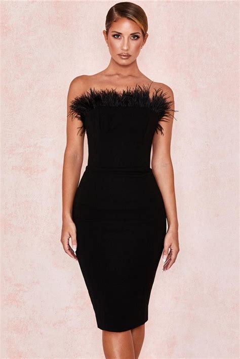 Black Feather Dress Feather Tops Feather Top Outfit Women Clothing Boutique Boutique Dresses