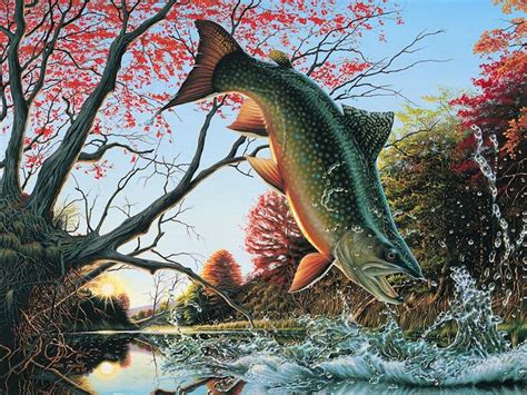 Brook Trout Painting By Wildlife Artist Mark Mueller Fly Fishing Art Trout Art Wildlife Artists