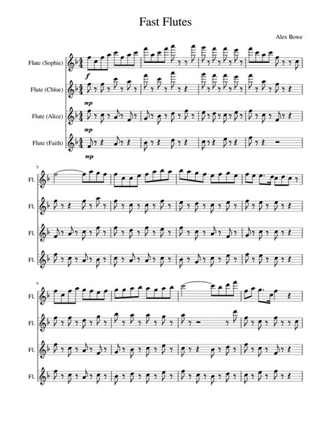 Fast Flutes Sheet Music For Flute Mixed Quartet