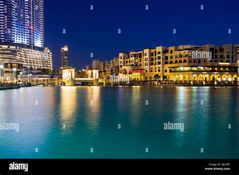 Twilight View Of Downtown Dubai The Burj Dubai Lake Souk Al Bahar