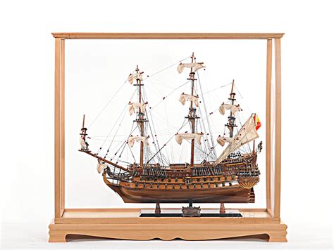 Display Case Tall Ship Yacht Sailboat Model Wood Medium Size 36