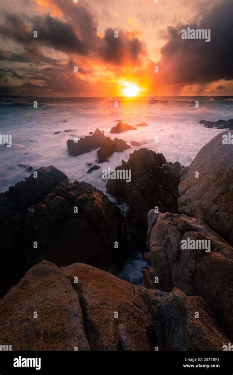 Monterey Coast At Sunset California United States Stock Photo Alamy
