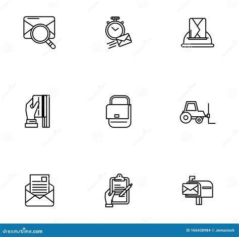 Bundle Of Postal Service Icons Stock Vector Illustration Of