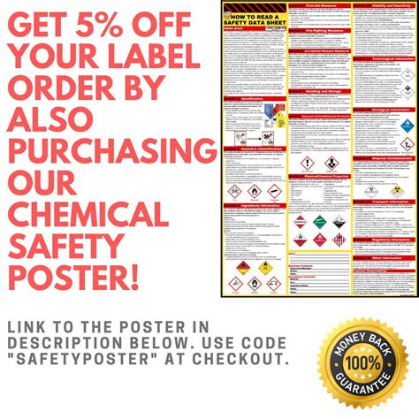 SDS OSHA Data Labels For Chemical Safety 4 X 3 Inches Roll Of 250