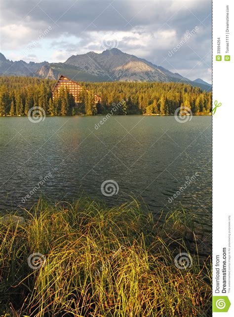 Nature Mountain Scene With Beautiful Lake Strbske Pleso Vertical