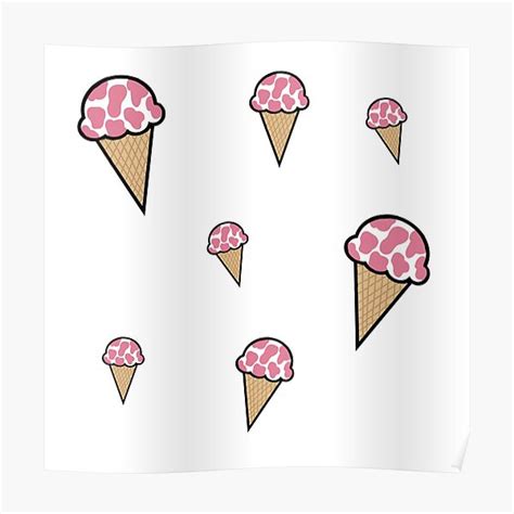 Pink Cow Print Ice Cream Sticker Pack Poster For Sale By