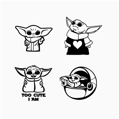 Baby Yoda Decal Set Baby Yoda Sticker Star Wars Decal Etsy