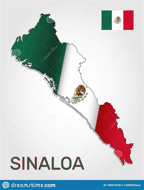 Mapa Vectorial Del Estado De Sinaloa Combinado Con Ondear La Bandera