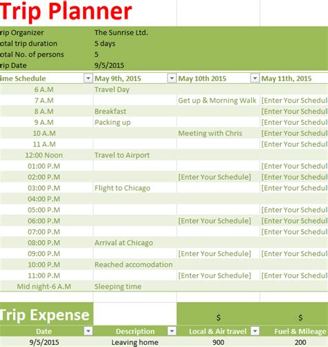 15 Travel Planner Template Excel Doctemplates