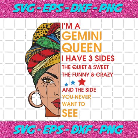 Im A Gemini Queen I Have 3 Sides Svg Birthday Svg Im A Gemini Queen Svg