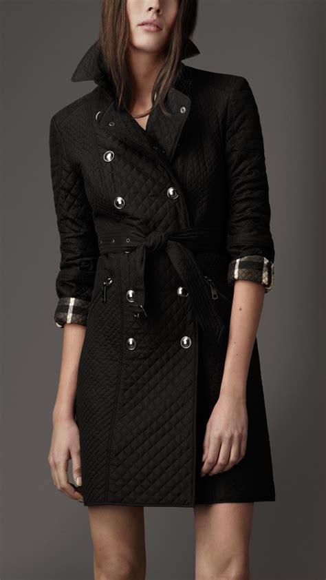 Burberry Quilted Taffeta Trench Coat In Black Lyst