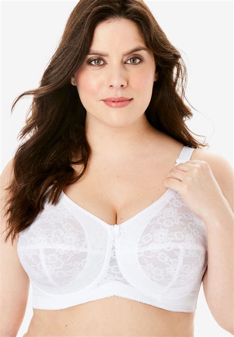 elila® lace soft cup bra 1303 plus size wireless bras woman within