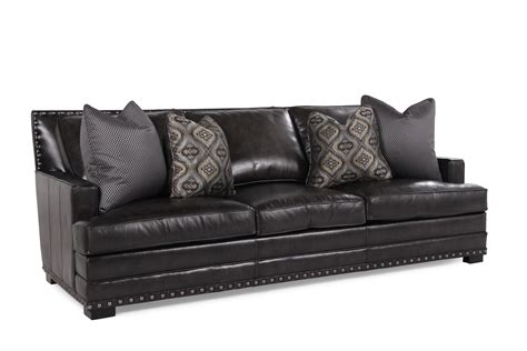 Bernhardt Cantor Graphite Leather Sofa Mathis Brothers Furniture