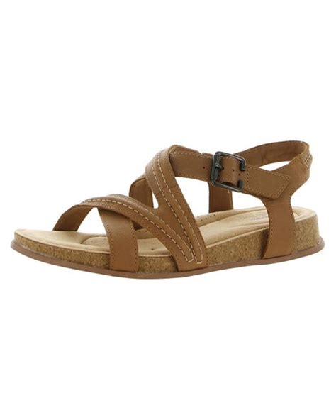 Clarks Leather Criss Cross Slingback Sandals In Brown Lyst