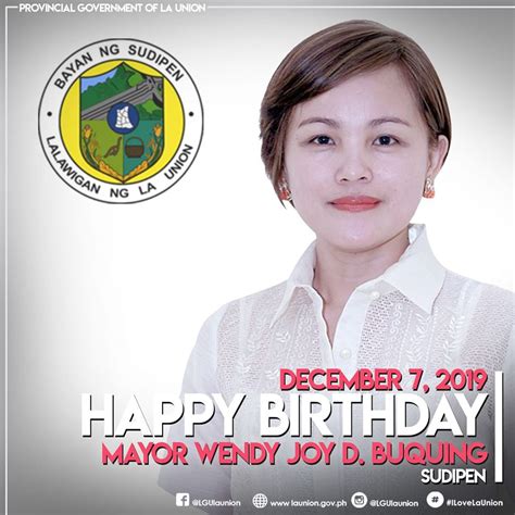 Happy Birthday Mayor Wendy Joy D Buquing Sudipen Provincial
