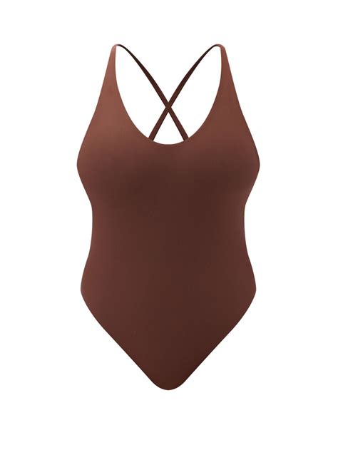 Brown Mila Cross Strap Swimsuit Jade Swim Matchesfashion Uk