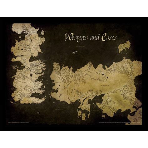 Game Of Thrones Westeros And Essos Antique Map Framed 30x40cm Print