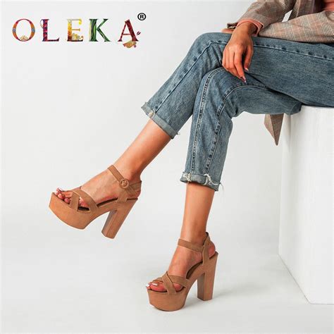 Oleka 2020 New Womens High Heel Waterproof Platform Shoes Fashionable Solid Color Sandals