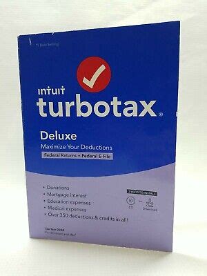 Turbotax Deluxe Desktop Tax Software Federal Returns Only E File