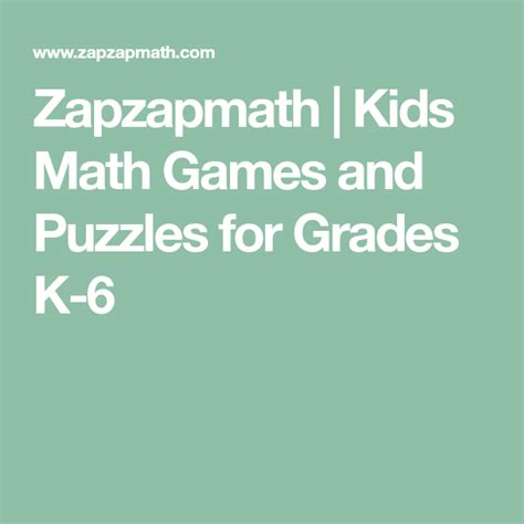 Zapzapmath Kids Math Games And Puzzles For Grades K 6 Math Games