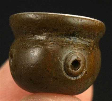 Ancient Pre Columbian Moche Chimu Indian Steatite Stone Bead 14mm