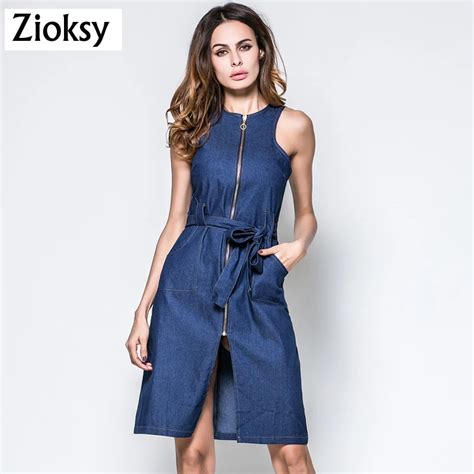 Buy Zioksy 2017 Summer Dress Denim Vest Slim Fashion