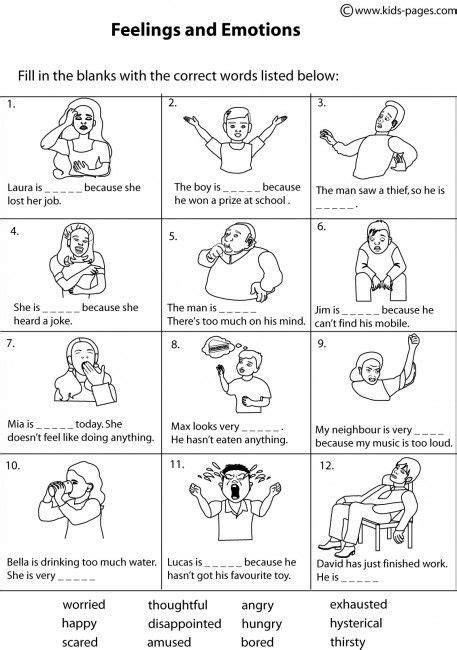 9 Best Images Of Feelings Worksheets For Kindergarten