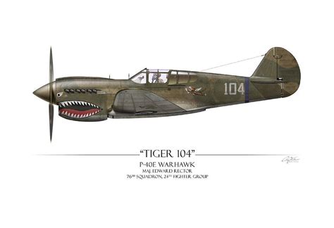 Tiger 104 P 40 Warhawk Art Print By Craig Tinder Etsy Aircraft Art