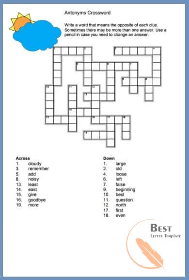 Press make my crossword puzzle! to generate a crossword puzzle using as many of the clues as possible. Printable Crossword Puzzle Template for Kids and Adults