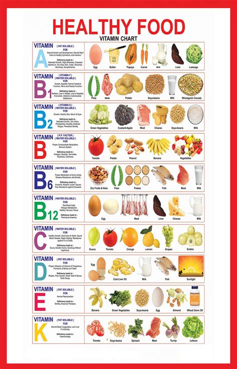 Healthy Food Vitamin Infographic Chart X Inches Poster Print