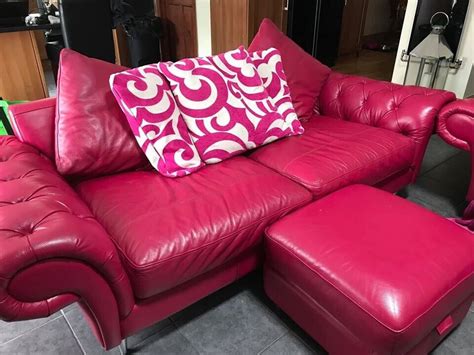 Pink Leather Chesterfield Style Sofa In Coventry West Midlands Gumtree