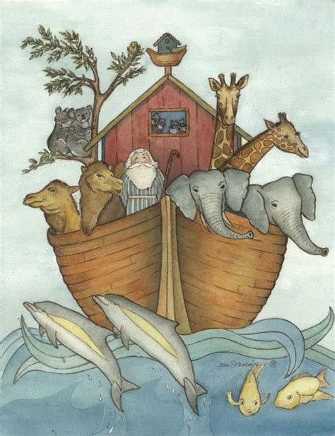 11x14 Noahs Ark Print From My Original Watercolor Artwork Noahs Ark