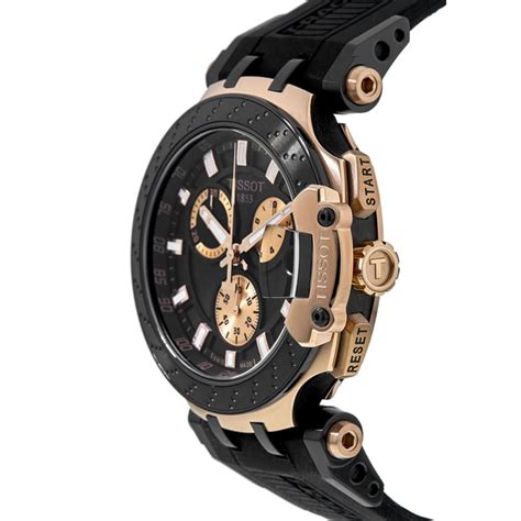 tissot t race chronograph rose gold pvd rubber strap men s watch t115 417 37 051 00