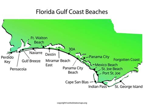 Florida Gulf Coast Beaches Map Gulf Coast Fl Beach Map