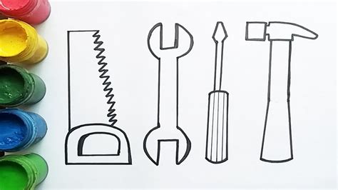 Simple Tools Set Drawing Step By Step Easy Tools Drawing And Painting