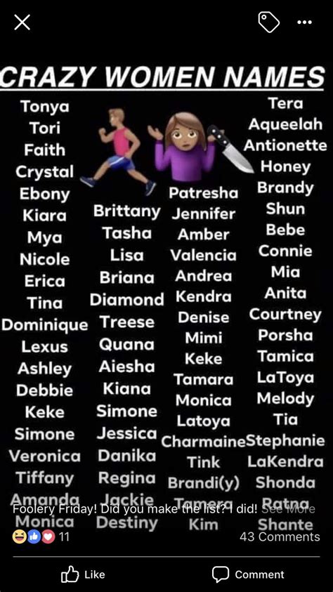The Crazy Women Names In An Iphone Screen Shot With Text Above Them