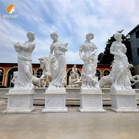 Garden Decor Greek Classic White Marble Sculpture Four Season Woman