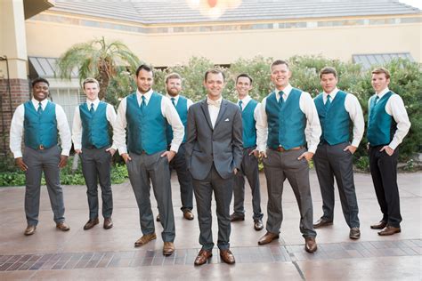 Groomsmen In Grey And Teal Colors Arizona Wedding Photographers