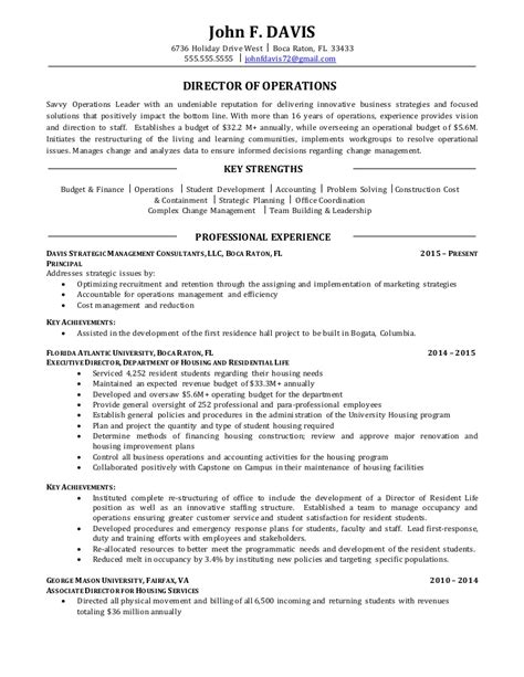 Managed financial, accounting, analytical, operational and personnel functions at director and cfo levels. Resume Sample - Director of Operations