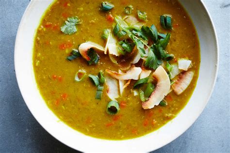Curried Red Lentil Soup With Toasted Coconut Dining And Cooking