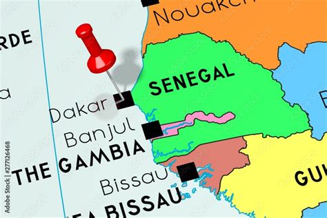 Senegal Dakar Capital City Pinned On Political Map Stock