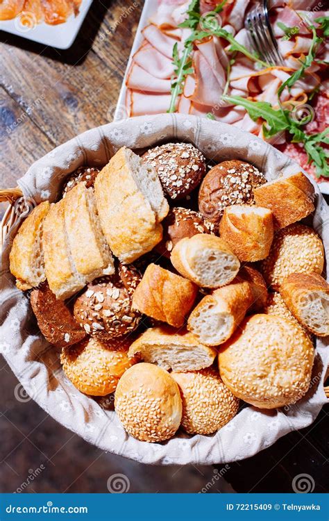 Bread In Basket On The Banquet Table Stock Image Image Of Breakfast