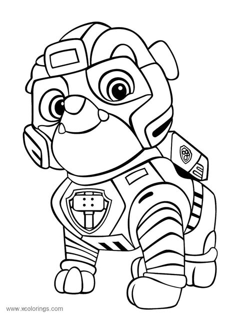 Paw Patrol Mighty Pups Rubble Coloring Pages