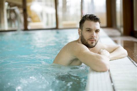 Handsome Young Man Relaxing In Hot Tub Stock Image Image Of Caucasian