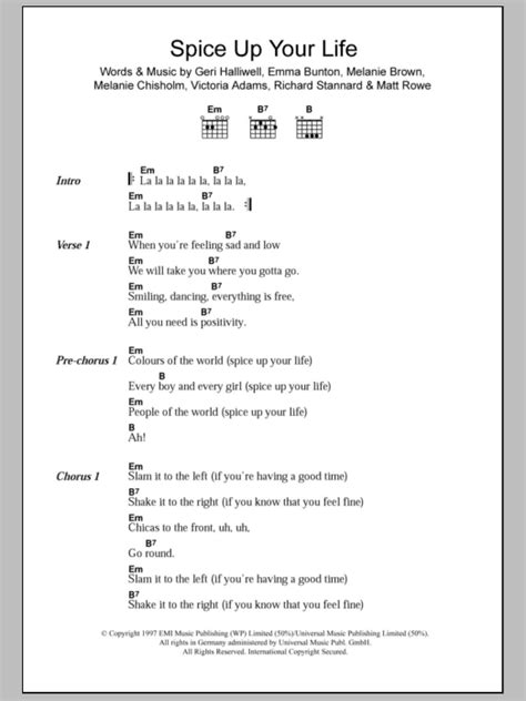 For two hours each week our aim is to both celebrate and support alternative female musicians who we feel are underrepresented in the mainstream music industry. Spice Up Your Life Sheet Music | The Spice Girls | Lyrics ...