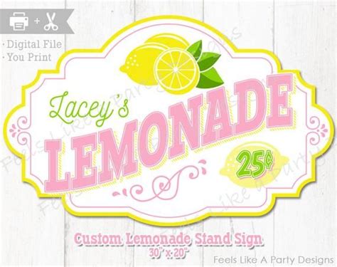 Custom Lemonade Stand Sign Digital Download Diy Printable Etsy