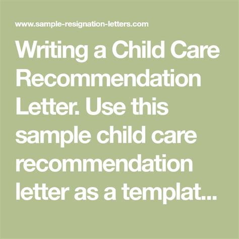 Writing A Child Care Recommendation Letter With Sample